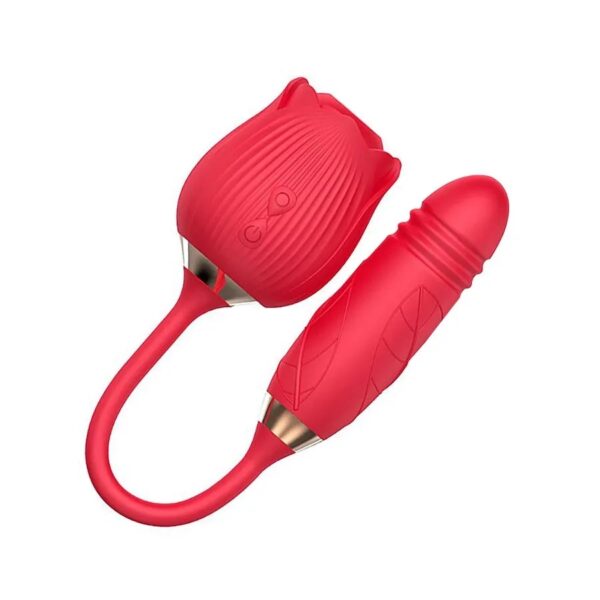VIBRADOR FORMATO DE ROSA COM 10 MODOS DE VIBRAÇÃO, VAI E VEM E PULSAÇÃO