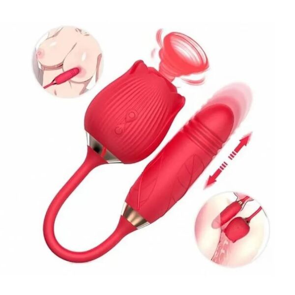 VIBRADOR FORMATO DE ROSA COM 10 MODOS DE VIBRAÇÃO, VAI E VEM E PULSAÇÃO - Image 2